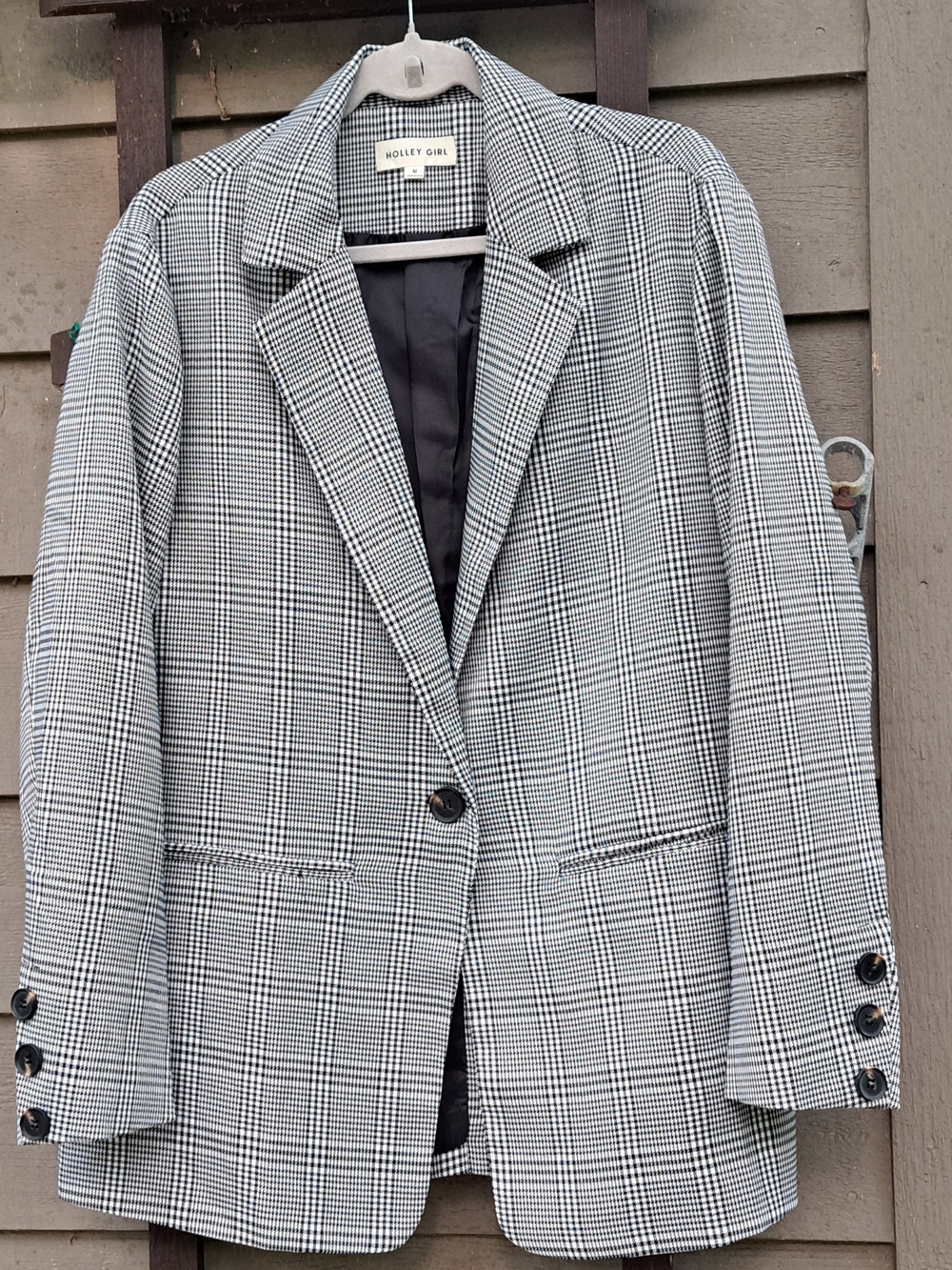Holley Girl Black & White Glen Plaid Blazer